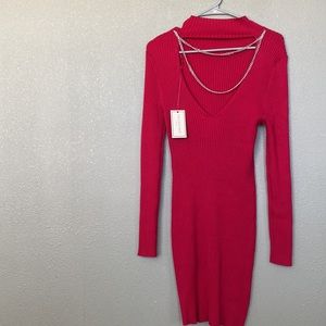 NWT Red Bodycon Long Sleeve Dress Size XL